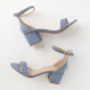 Light Blue Suede Ankle Strap Heels